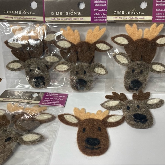 Reindeer Felt Embellishment (5) 2 Packs Dimensions 100% Wool Needle Felting - Picture 2 of 16
